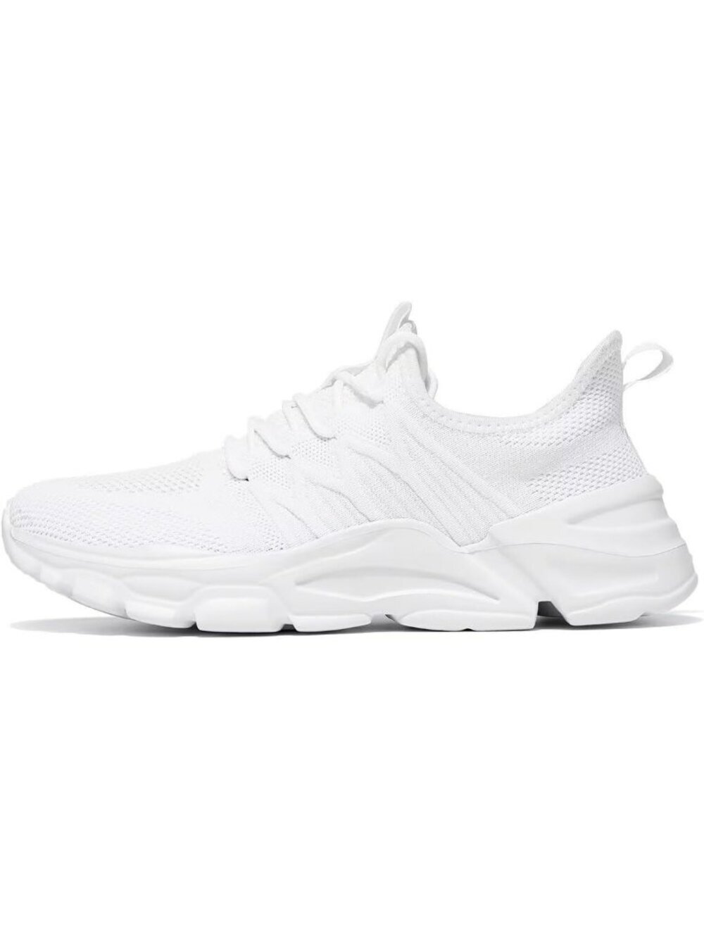 Men's White Lightweight Non Slip Resistant Athletic Sports Walking Sneaker - Picture 2 of 6